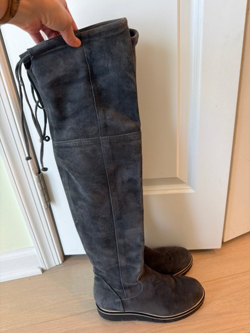 Baldinini Trend Grey Suede Over the Knee Boots